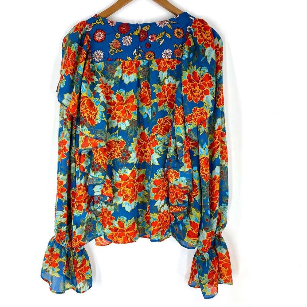Belle Vere Ruffled Floral Boho Top Size M - Picture 3 of 4